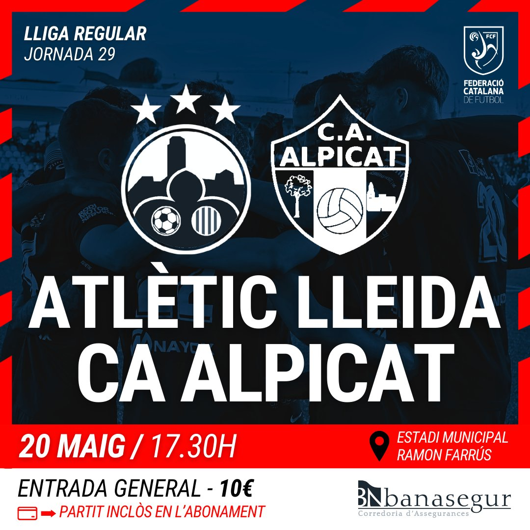 Sorteig 2 Entrades Dobles per l'Atlètic Lleida - CA Alpicat