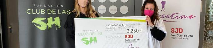 La Fundació 5H entrega un xec solidari per valor de 3250 € al Sant Joan de Déu de Lleida