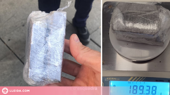 Detenen a Lleida un jove amb 189 grams de haixix